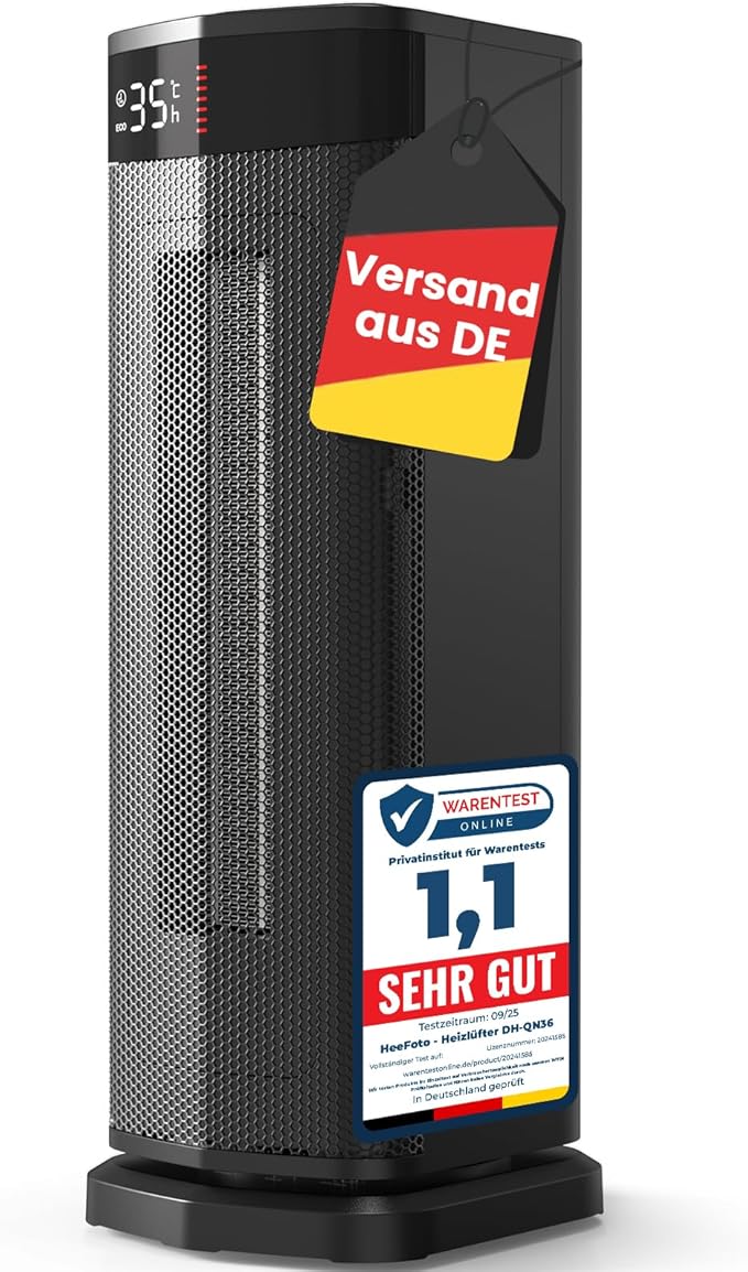 GGMM Energy-Saving 2000W Oscillating Fan Heater with Timer & Safety Protection
