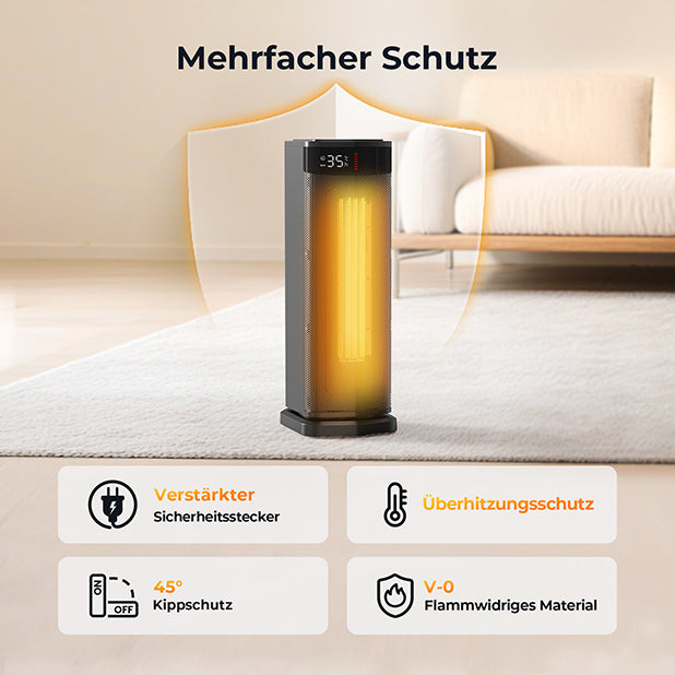 GGMM Energy-Saving 2000W Oscillating Fan Heater with Timer & Safety Protection